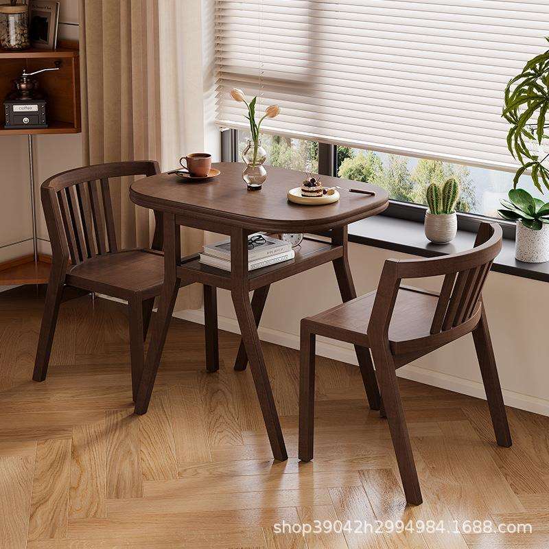 全实木阳台小茶桌可折叠桌椅家用小户型书桌收纳茶台伸缩餐桌高档