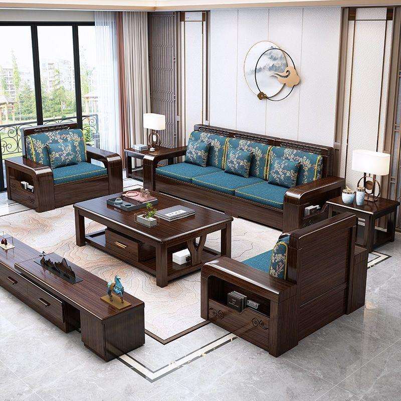 新中式紫金檀木实木沙发组合现代家用客厅小户型冬夏两用储物家具
