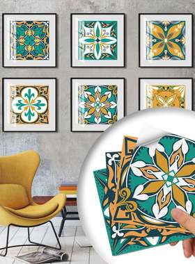 可移除欧式浴室防水装饰墙纸自粘3d立体墙贴免胶创意绿色花纹HT32