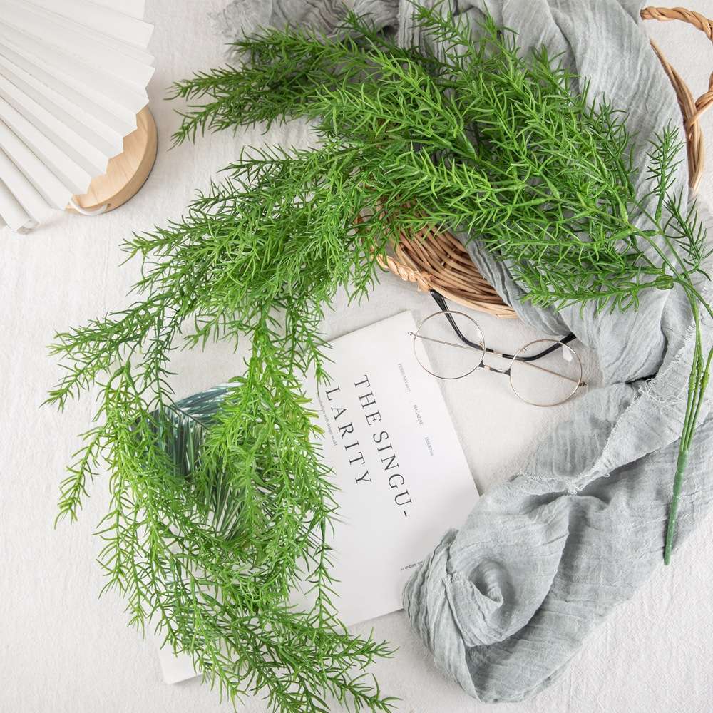 假花仿真叶子手感松针壁挂藤仿真花微景观室内植物墙MW26636