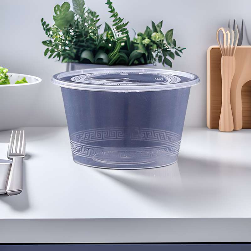 圆形打包盒透明塑料汤粉碗一次性餐盒圆碗例汤炖汤外卖快餐餐具