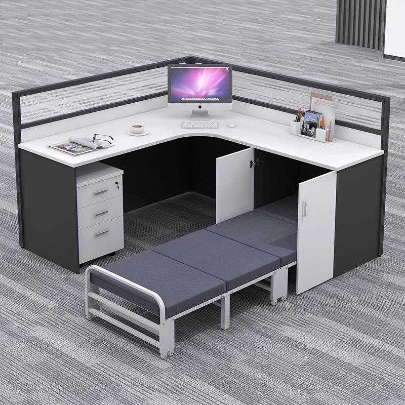 员带床位办公桌工简约折叠屏风办公桌椅单床人办公JY-857桌子休息