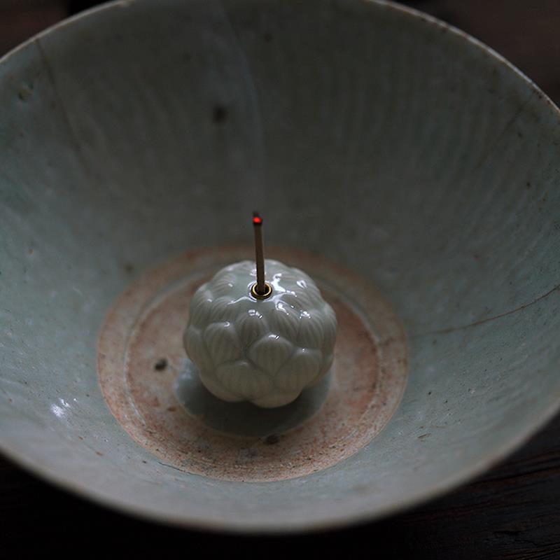 陶瓷莲花香插香薰炉香炉线香底座家用室内香托托盘香座檀香小摆件