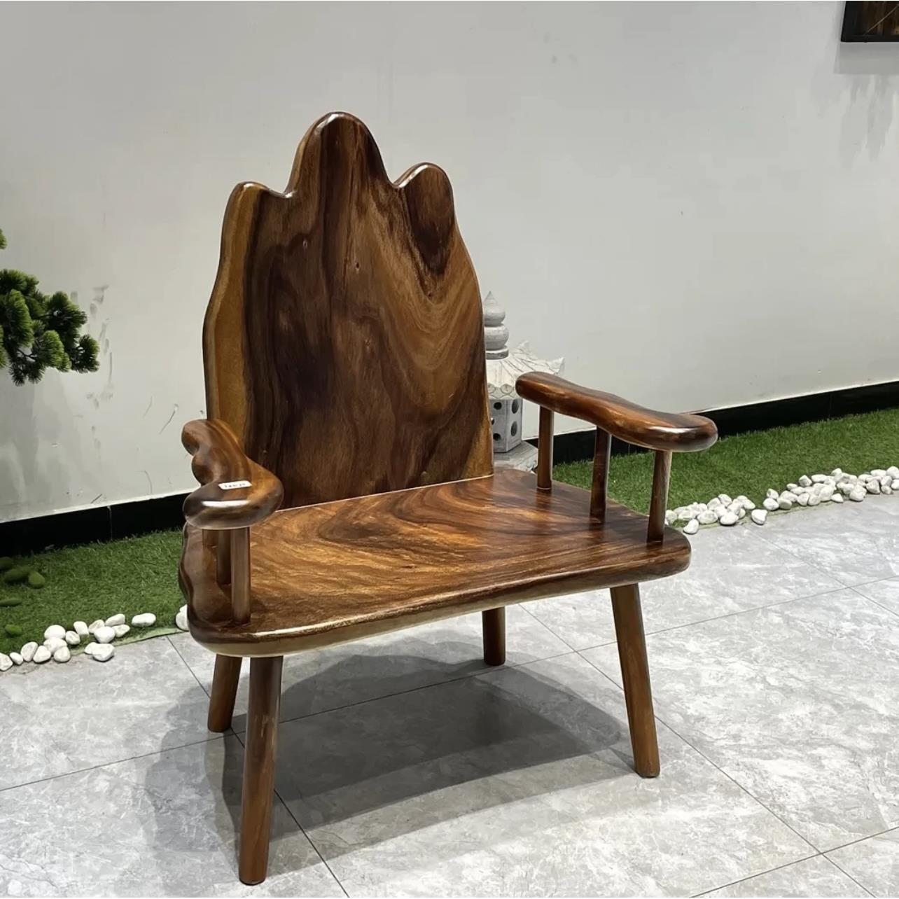 靠山客椅南美胡桃木椅子新中式实木椅子茶椅书椅麻将椅原木茶桌椅