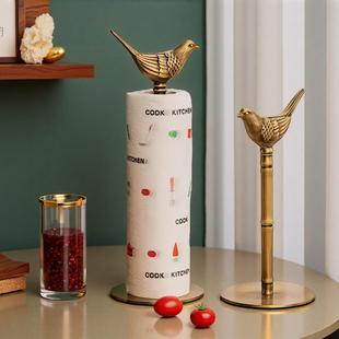 黄铜纸巾架轻奢厨房用纸收纳架立式创意卷纸架保鲜膜架北欧餐纸架