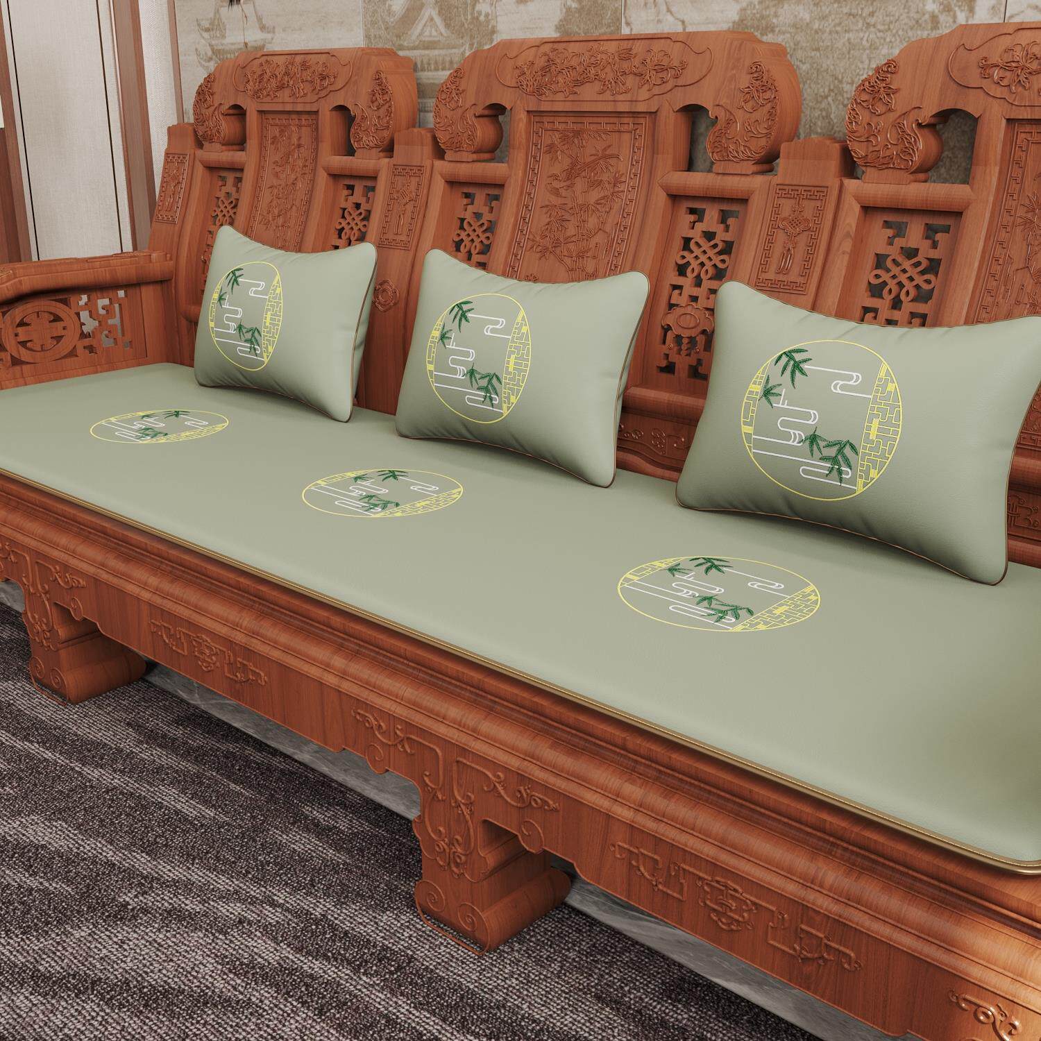 定制全套中式红木沙发皮坐垫四季通用实木椅子海绵座垫子冬夏两用