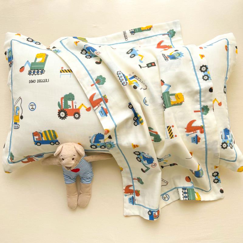 A类全棉双层纱儿童枕套婴幼儿幼儿园专用纯棉枕头套30X50cm35X55
