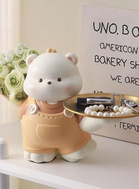 钥匙收纳玄关摆件可爱暴力熊插花入户鞋柜客厅桌面装饰品乔迁礼物