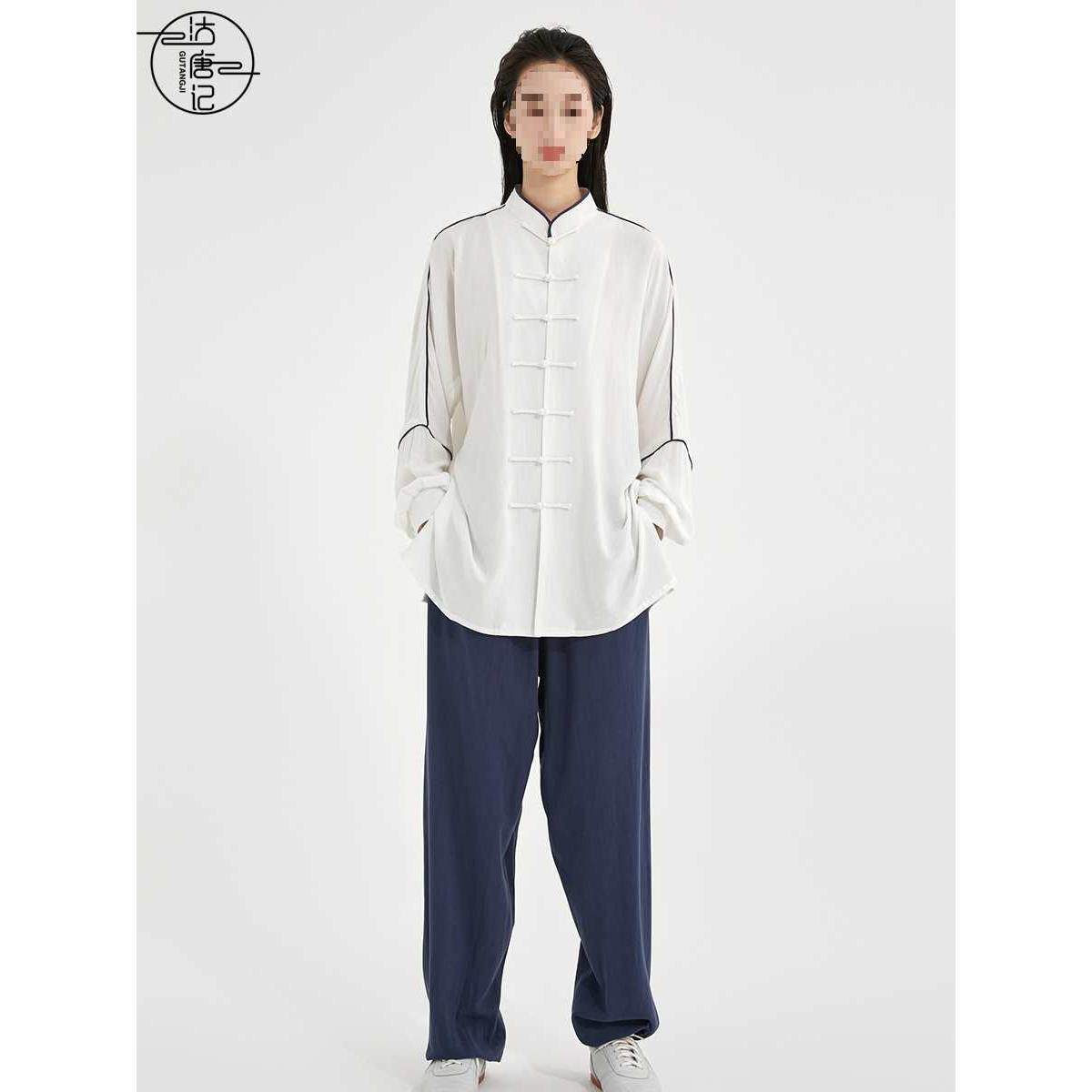 沽唐记轻薄棉麻太极服拳女 夏季武术服男春秋八段锦练功服中国风