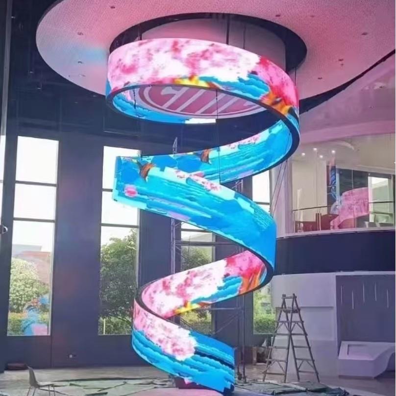 展厅led全彩柔性屏异形造型屏数字展厅环状屏室内屏曲面led屏厂家