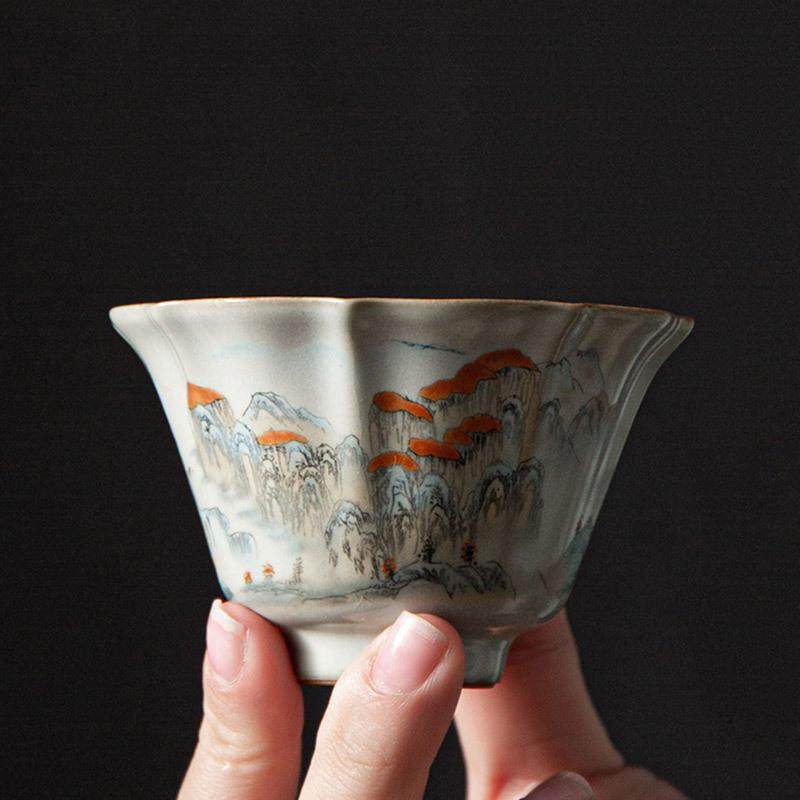 汝窑千里江山撒金复古文艺创意茶道罗汉斗笠八角四方手工大号茶杯,鲜花速递/花卉仿真/绿植园艺,割草机/草坪机,淘宝优惠券,粉丝福利购,淘宝优惠卷