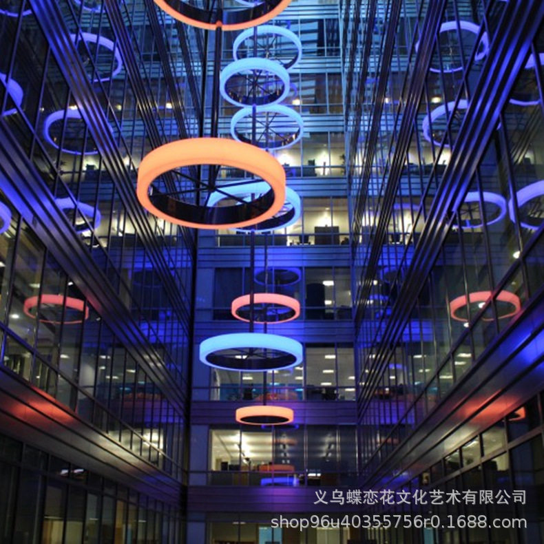 创意空中吊饰办公楼商超中庭灯光美陈艺术装置蝶恋花制作挂饰