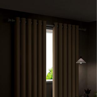 卧室小窗户窗帘单片短款打孔全遮光布2025新款伸缩杆加厚遮阳挂帘