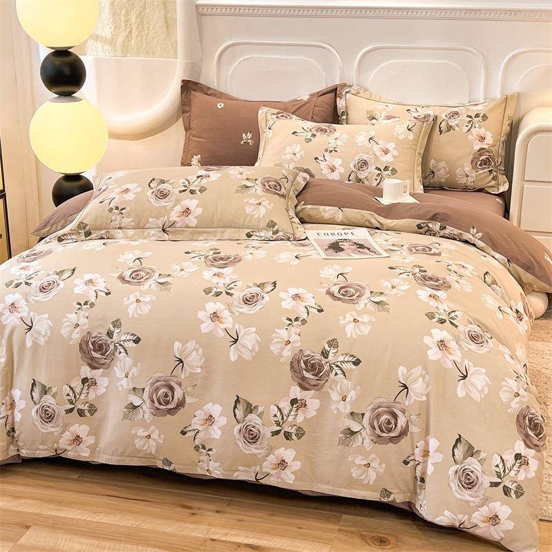 田园加厚全10套0DDN纯棉磨毛四件被套罩2床单秋冬4床上用品204新