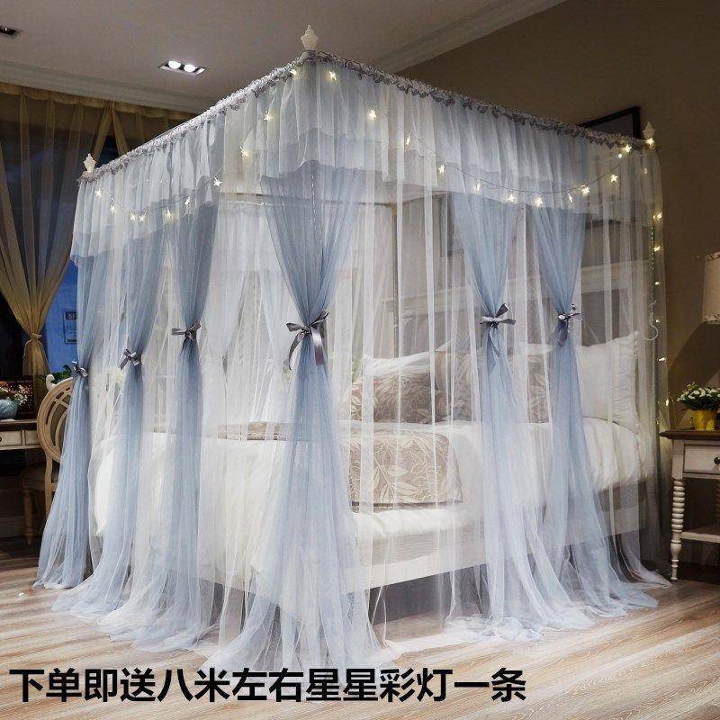款双层蚊帐家用AL827363卧新1..8m三开门落地宫廷风蚊帐支架1室.5