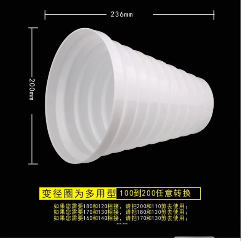 排风变径头通风管接口100到200大小头油烟机排烟管软管转换接头
