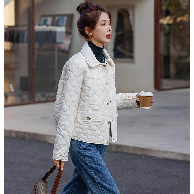 2025秋冬小香风轻薄棉服女女装洋气时尚袄子菱形小个子棉衣