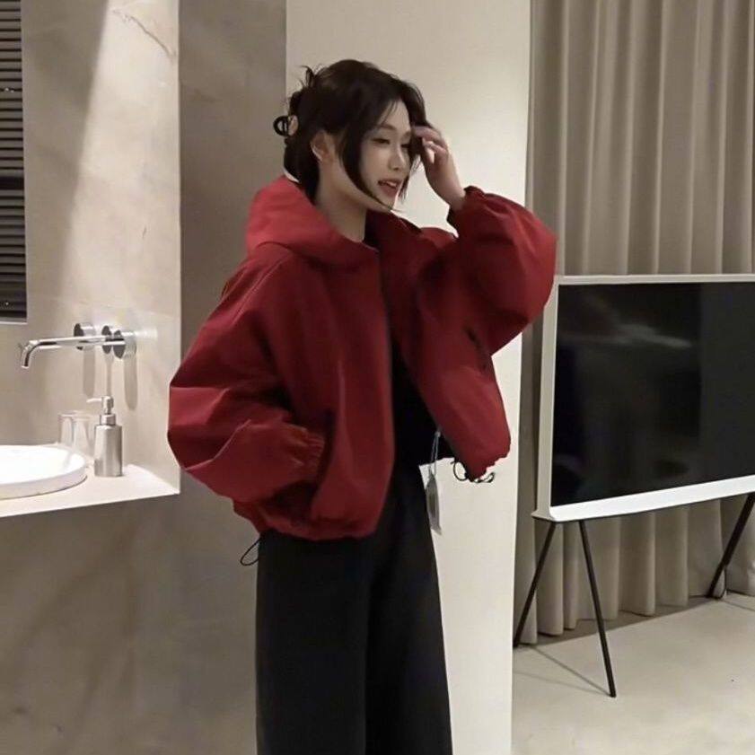 高级感连帽休闲夹克外套简约通勤ins小个子韩版纯色上衣女