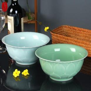 8英寸汤盆汤锅家用陶瓷器 包邮 青瓷餐具大号盛汤碗玉芝莲面碗 中式