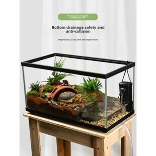 水陆两栖生态缸乌龟饲养缸带盖黄缘龟专用缸半水龟造景养殖箱安缘