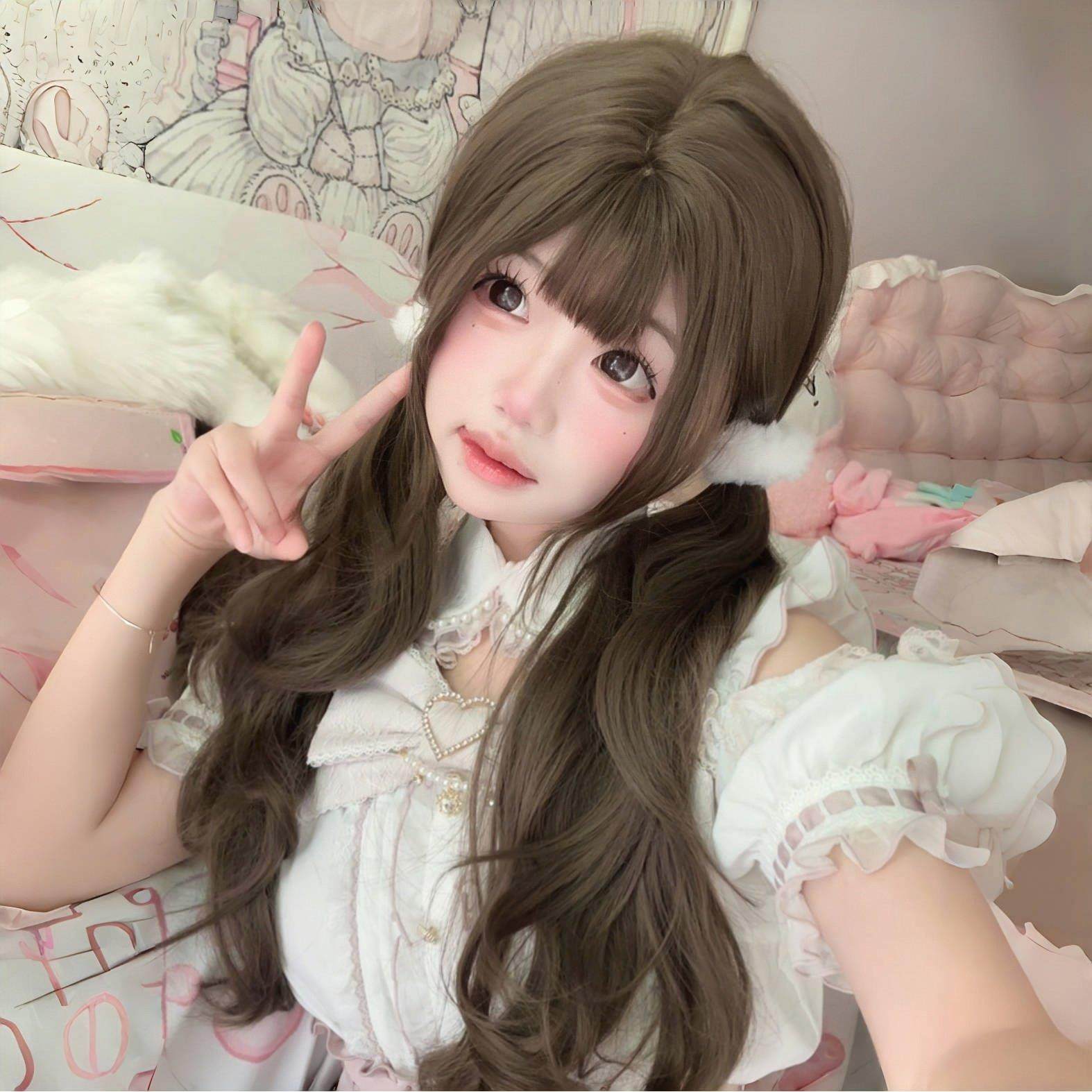 沐奇趣味萌假发女长发Lolita长卷发榛果灰棕色少萝假发女款全头套,美发护发/假发,日常整顶假发,淘宝优惠券,粉丝福利购,淘宝优惠卷