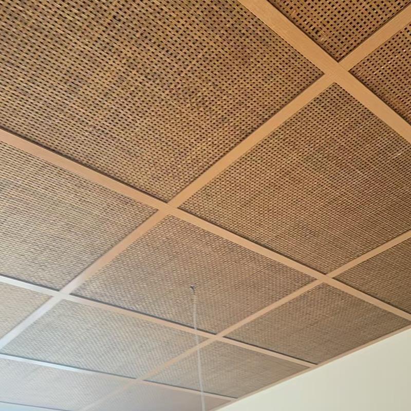 镂空装修吊顶竹席竹编隔断屏风墙面装饰手工竹席子六角八边孔眼