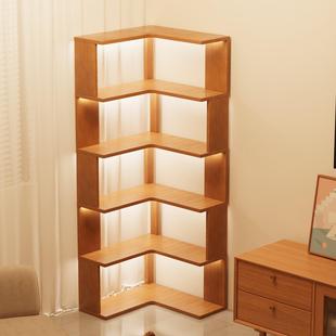实木书架墙角L型置物架拐角靠墙转角杂物一体落地角落收纳储物柜