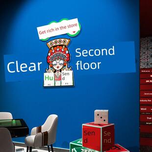 创意麻将馆楼梯装饰墙贴纸茶楼棋牌室布置用品麻雀房文化背景主题