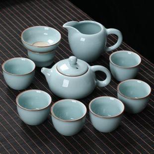 全自动一体汝窑家用高档轻奢陶瓷茶壶盖碗茶盘功夫茶杯子 茶具套装