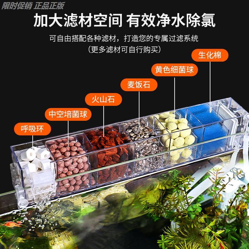 商用鱼缸过滤制氧一体机三合一增氧净水乌龟缸水循环水族箱滴流槽