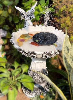 户外花园装饰摆件花仙子喂鸟器水培花盆别墅庭院露台喷泉景观摆件