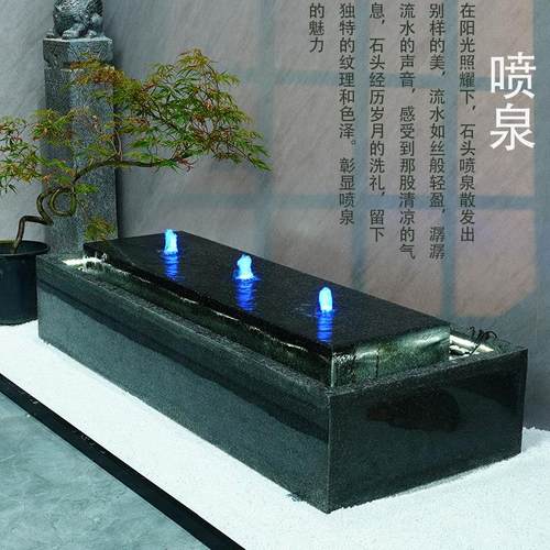石头水钵流水摆件落地庭院循环水造景定制景观墙阳台鱼池水景喷泉