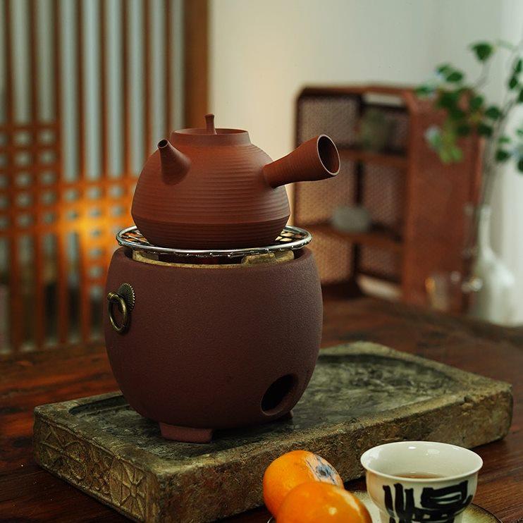 潮州红泥砂铫壶陶壶中式烧水煮茶泡茶壶炭火炉薄锅仔复古围炉煮茶