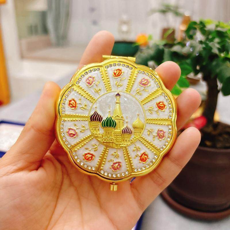 金属化妆镜珐琅彩镶钻俄罗斯城堡镜子便携式小镜子礼品欧式美妆镜,家庭/个人清洁工具,随身化妆镜,淘宝优惠券,粉丝福利购,淘宝优惠卷