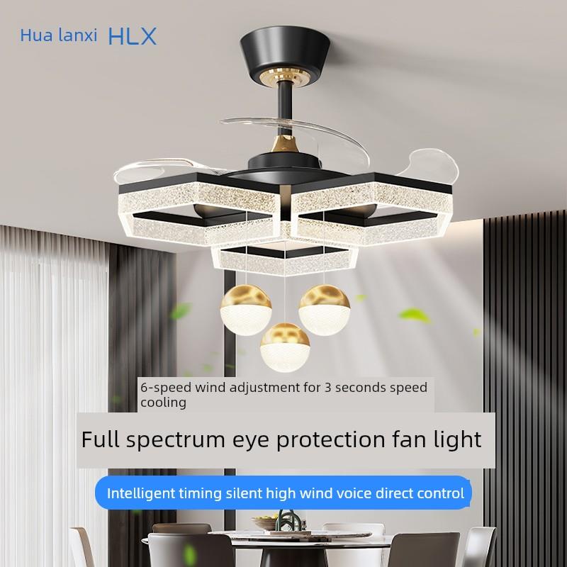 餐厅吊扇灯2025新意大利风格无障碍豪华大气家冰裂卧室隐形电扇吊