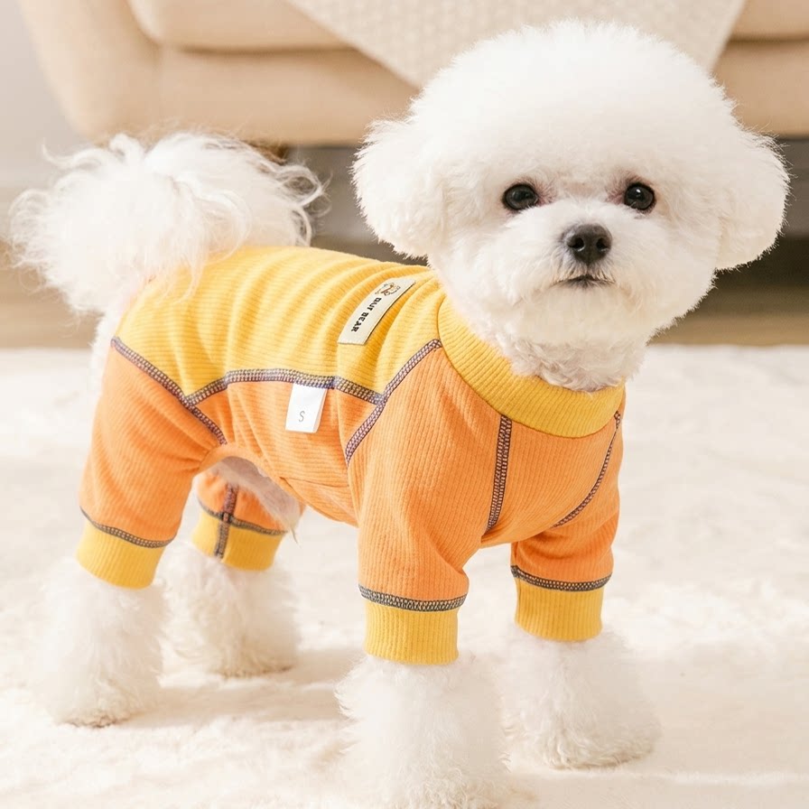 狗狗衣服春秋薄款小型犬比熊泰迪雪纳瑞冬季保暖可牵引四脚打底衫