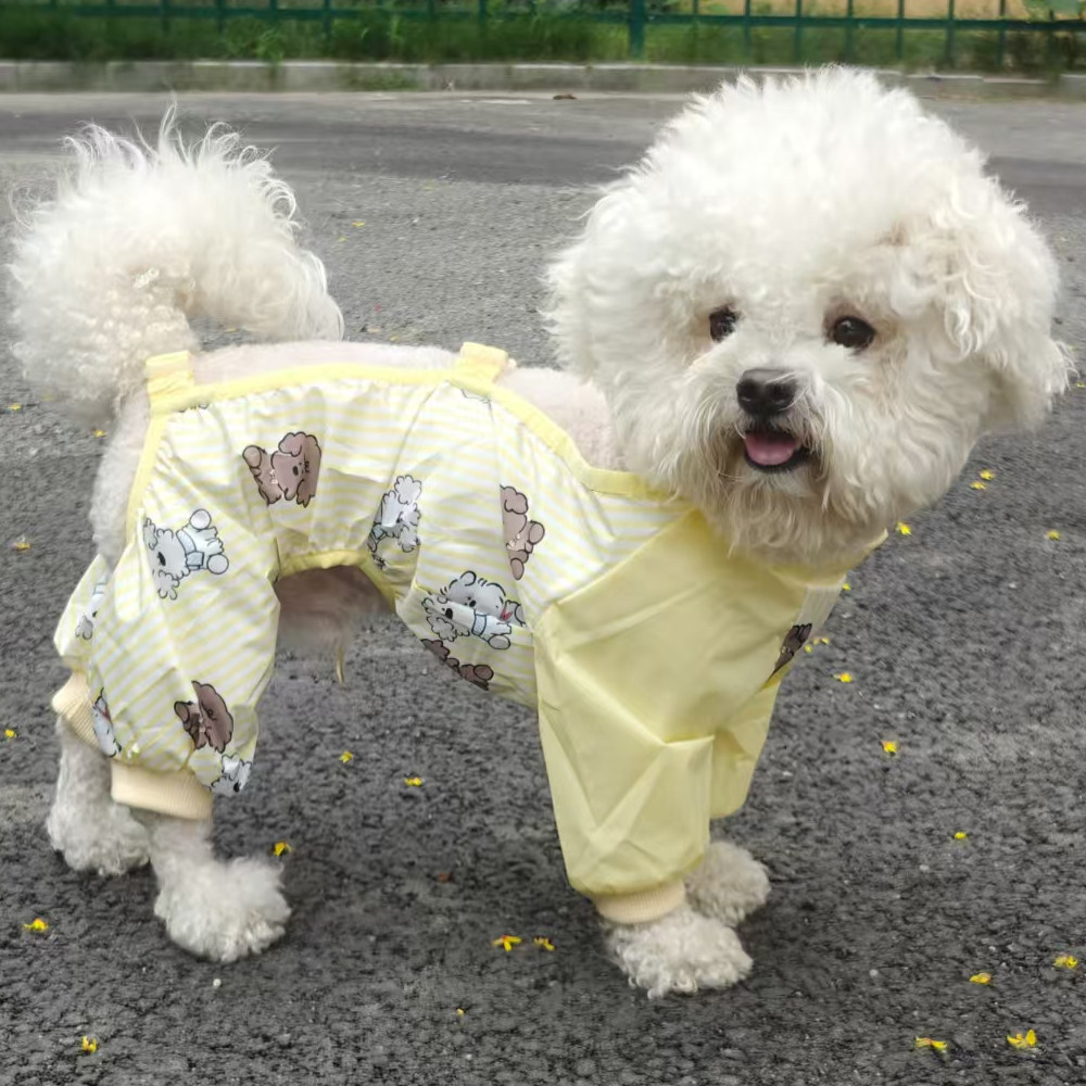布莱熊狗狗四脚防尘裤小型犬比熊雪纳瑞外出衣服遛狗防脏防尿腿套