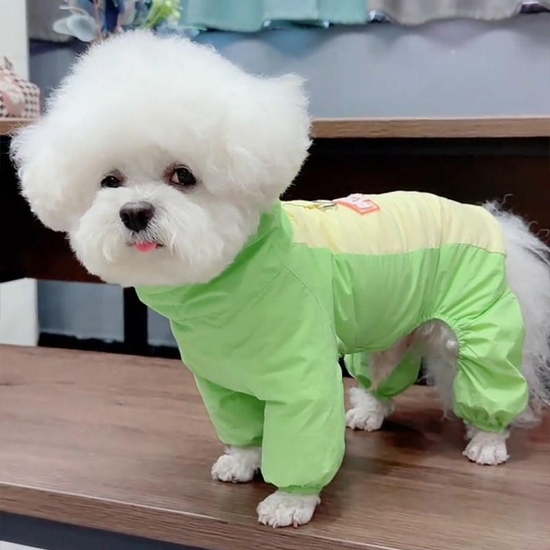布莱熊狗狗衣服春夏薄款四脚防尘裤小型犬泰迪比熊外出防脏冲锋衣