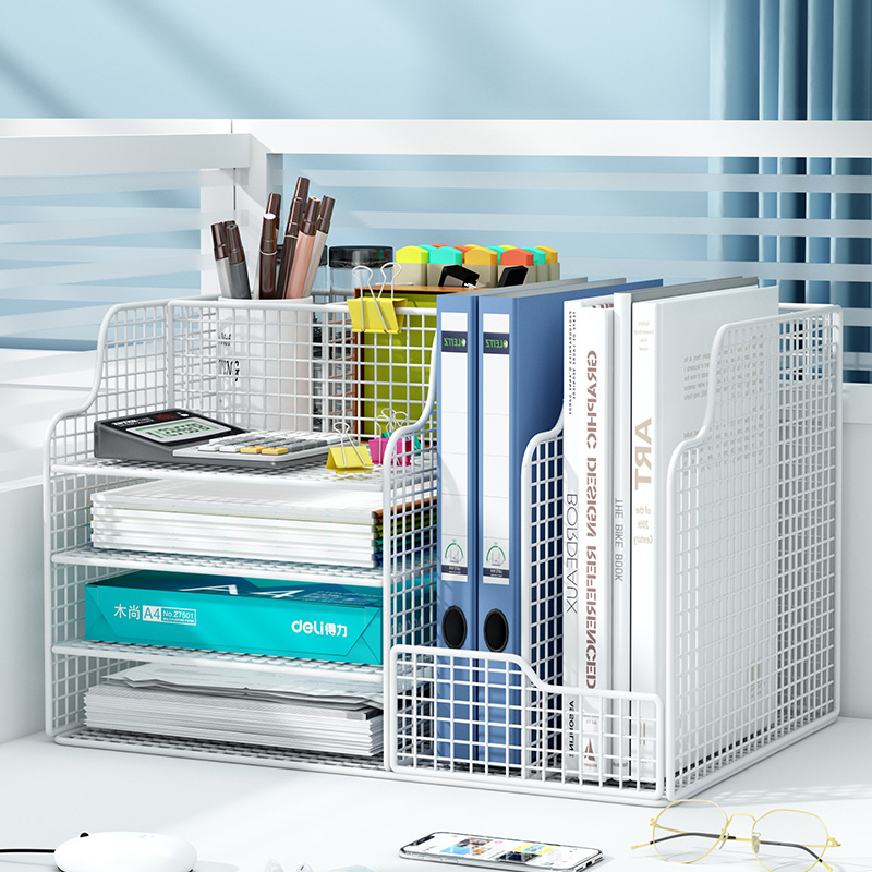 办公桌A4文件筐桌面资料文件收纳架立式书架办公室用品收纳整理架