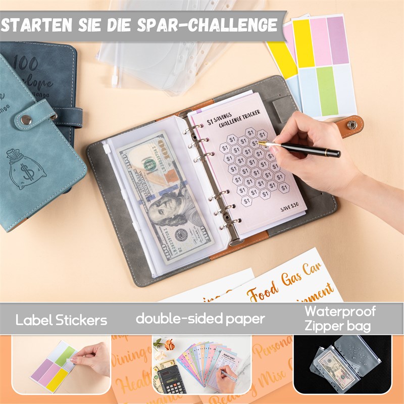 存钱夹钱册存钱本2024新款现金收纳包打卡记账大容量儿童攒钱理财