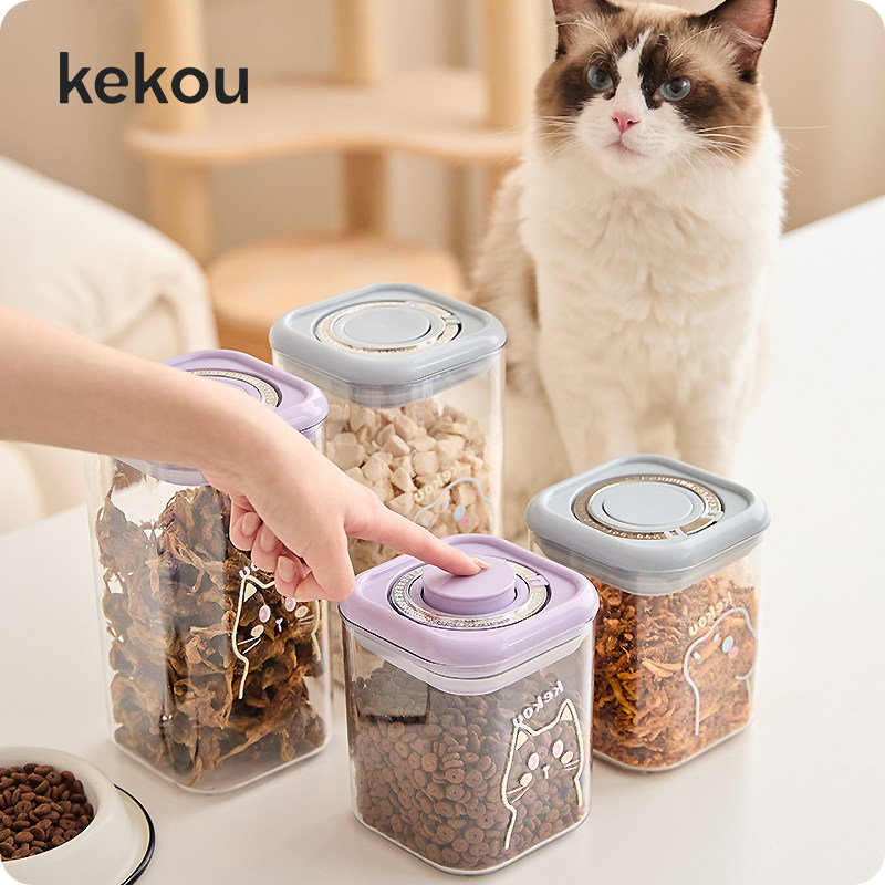 可扣猫狗兔仓鼠零食按压密封罐密封防潮宠物粮食收纳盒猫粮储存桶