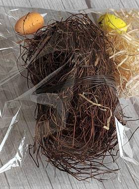 藤条材料鸟窝DIY手工鸟巢鸟笼庭院摆设吊挂装饰仿真鸟蛋木松森系