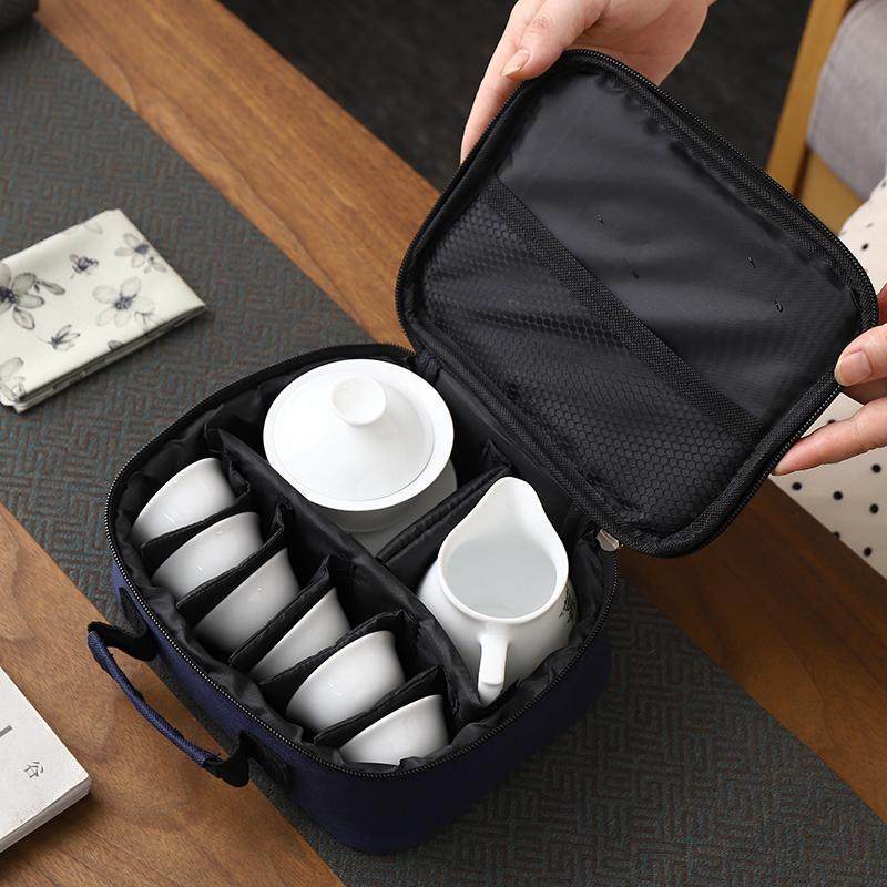 陶瓷茶具小套装收纳包可携式功夫泡茶盖碗茶杯过寿茶店开 业随手