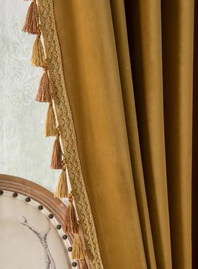 欧式窗帘头客厅纱卧室覆光古奢墅华大气金01730色别落遮现地代简