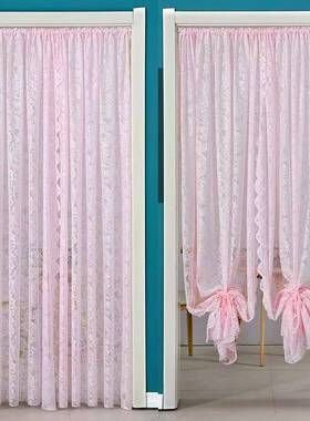 蕾丝遮免挡卧门室帘ins风隔断帘55768装饰帘伸帘缩杆打孔挂帘纱门