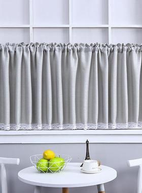 厚纯色短门帘透光不人乱麻加纱19147帘卧透室飘窗短门帘落地阳帘