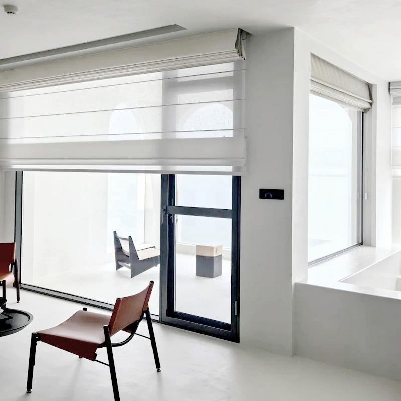 日夜罗马帘窗全遮光式中古79413风亚麻制透光帘不透人升降拉卷定