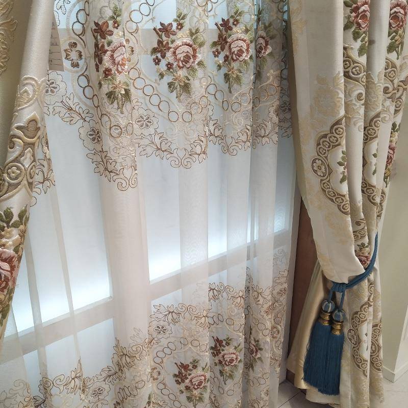 厂家直 奢大华气欧式销71586窗帘成品定遮制客厅卧室光色织浮雕纱