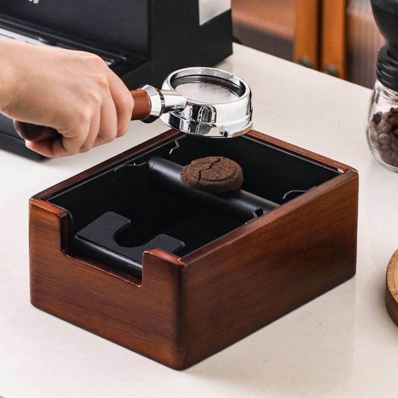 咖啡渣盒意式半自动咖啡机木质敲渣桶粉渣桶压粉座压粉器底座家用