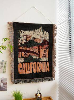 北棉线编织 28251毯露挂营氛围布置欧房间卧室装饰挂布背景布柜子